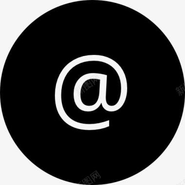 电子邮件数字化符号黑色圆形按钮图标图标