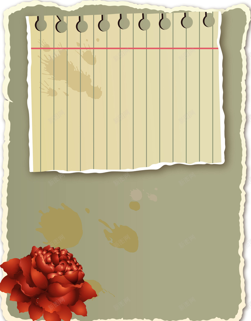 撕页撕痕贴纸玫瑰复古文本封面背景矢量图ai设计背景_88icon https://88icon.com 做旧背景 划痕 复古文本 封面背景 撕痕 撕页 撕页便签 玫瑰 空白纸张 素材背景 纸张 贴纸 矢量图