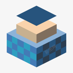 方格箱子蓝色层次箱子元素矢量图图标高清图片