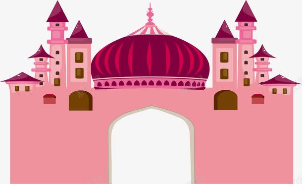 唯美粉色卡通城堡png免抠素材_88icon https://88icon.com 卡通 城堡 粉色