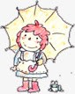 创意合成水彩打伞的小女孩素材