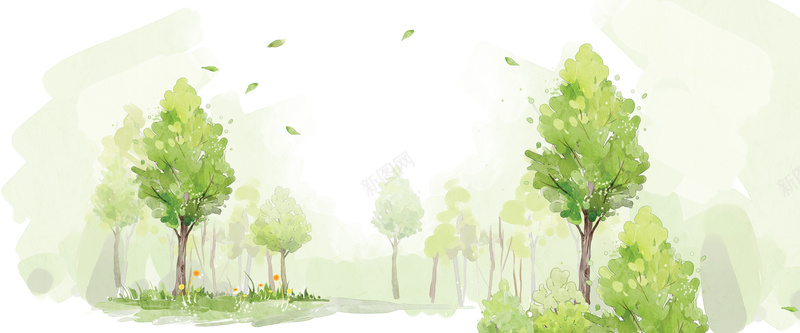 树林水彩画背景背景