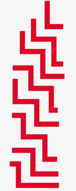 大红色线条几何装饰图形素材