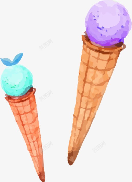 冰淇淋矢量图ai免抠素材_88icon https://88icon.com VI 冰淇淋 冰糕 水彩 美食 矢量图