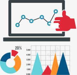 电脑分析图扁平化数据信息ppt元素高清图片