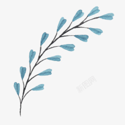 蓝色树枝花朵素材