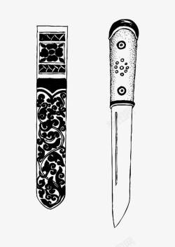 黑白藏族刀具素材