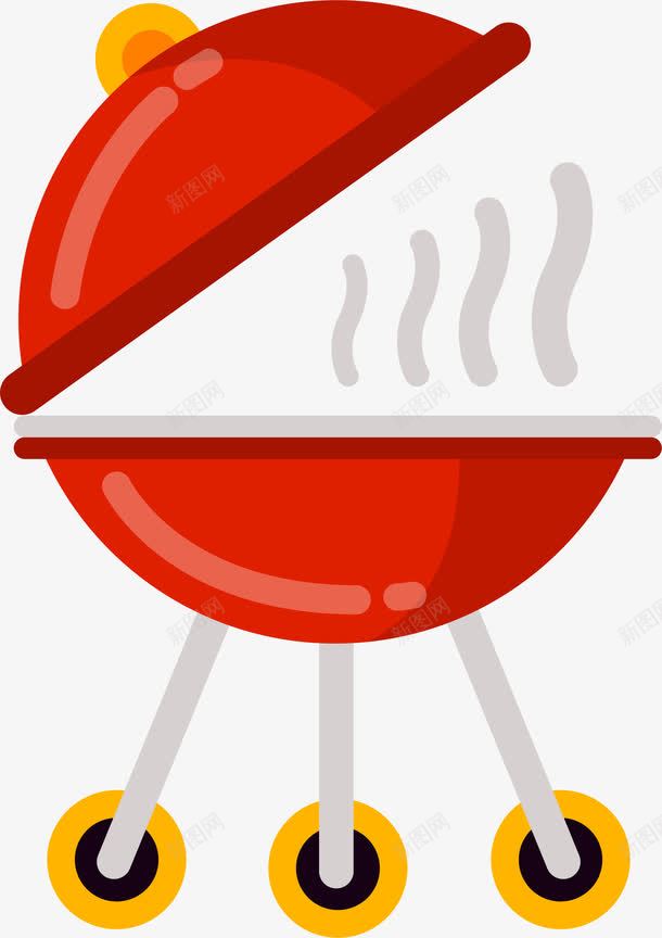 红色BBQ烤架png免抠素材_88icon https://88icon.com BBQ 卡通 烤架 矢量图案 红色 餐饮美食