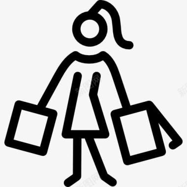女性购物试衣间女人的购物图标图标