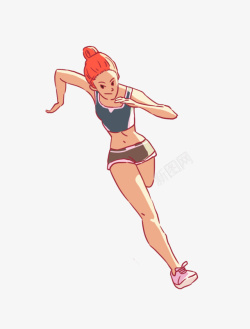 跑步运动图片手绘卡通人物插图跑步马拉松的运高清图片