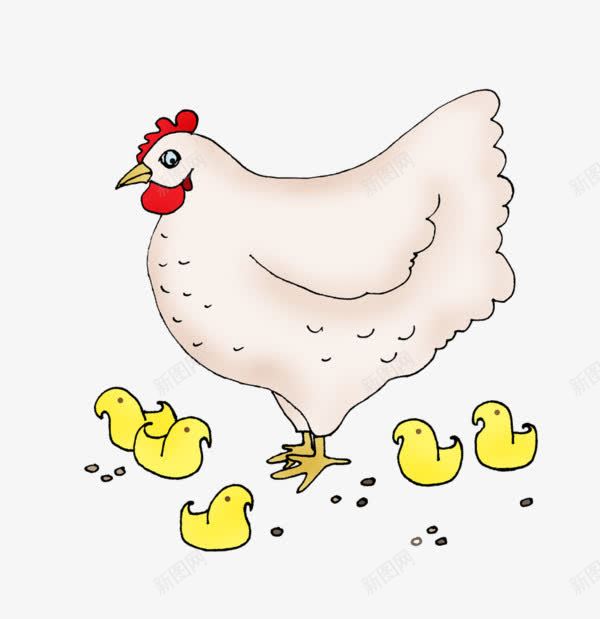 卡通白色母鸡黄色小鸡png免抠素材_88icon https://88icon.com 卡通手绘 家禽鸡 白色母鸡 黄色小鸡