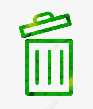 处理垃圾手绘绿色垃圾箱图标图标