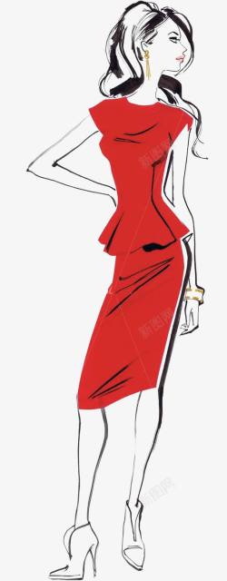 红裙子女孩素材