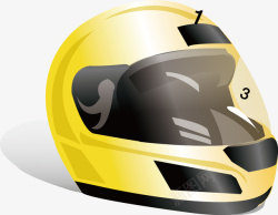 手绘黄色摩托车头盔矢量图素材