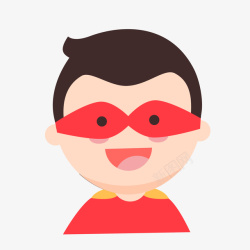 一个扁平化的带红色眼罩的男孩矢量图素材