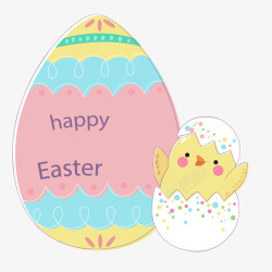 可爱复活节彩蛋和鸡仔矢量图素材