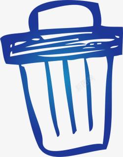 条纹垃圾桶手绘蓝色垃圾桶高清图片