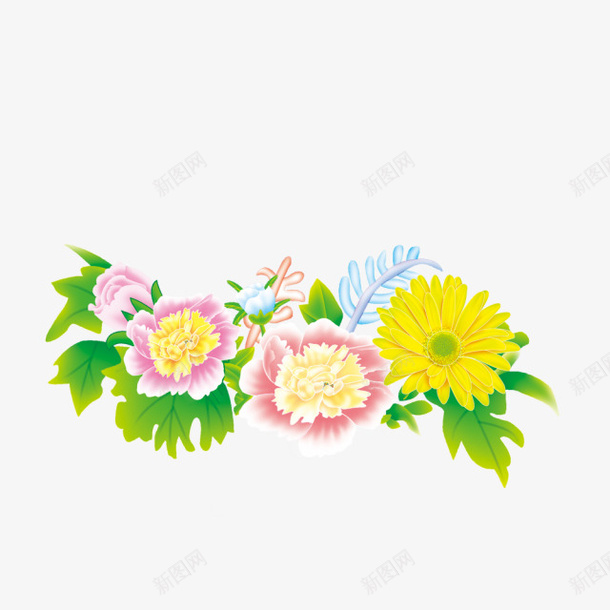 花png免抠素材_88icon https://88icon.com 粉红色 花 装饰 黄色