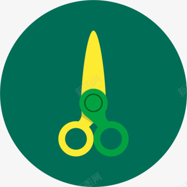 黄绿色扁平剪刀LOGO图标图标