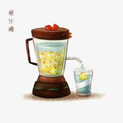 创意手绘榨汁机与小鸡素材