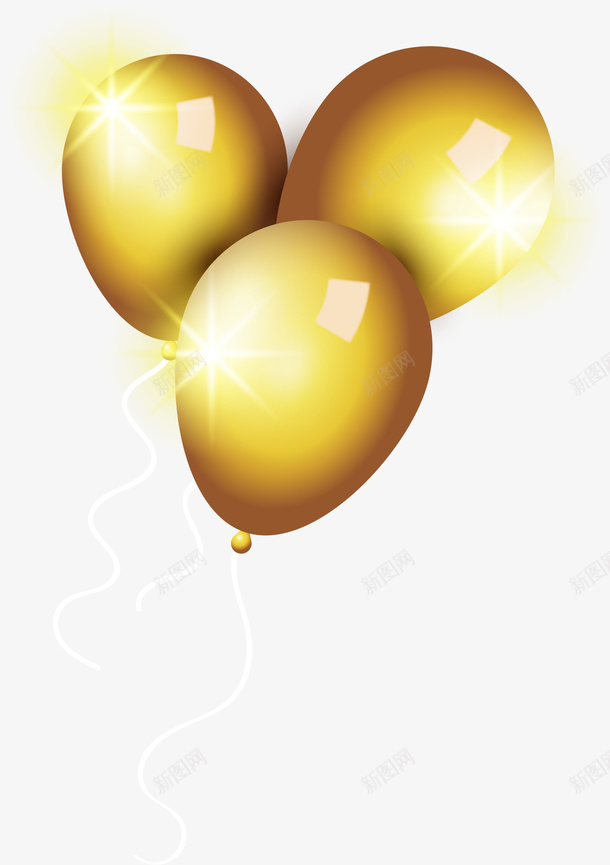 手绘金色气球矢量图ai免抠素材_88icon https://88icon.com 三个气球 手绘 气球 立体 装饰 金色 矢量图
