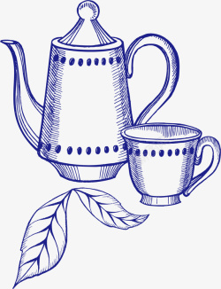 手绘茶壶卡通矢量图素材