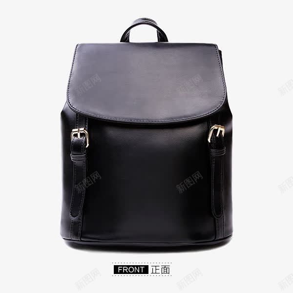韩版双肩包黑色双扣包正面png免抠素材_88icon https://88icon.com 双肩包 女包 学院风 实物 清纯 韩版