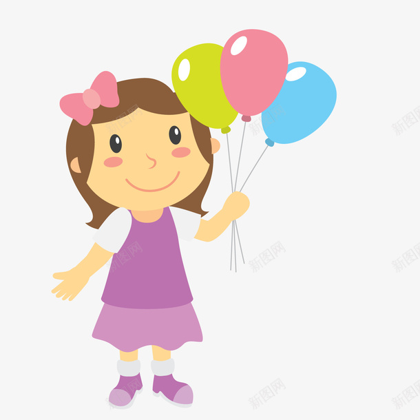 拿着彩色气球的小女孩png免抠素材_88icon https://88icon.com 儿童 小女孩 彩色气球 紫衣女孩 背景装饰