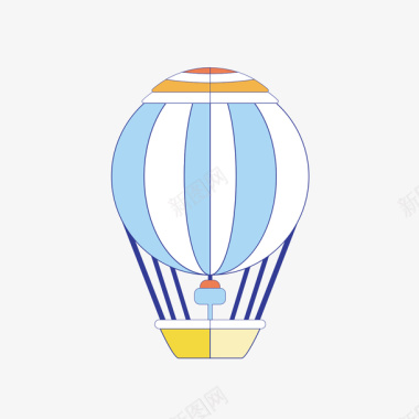 一个彩色热气球彩色手绘圆弧热气球元素矢量图图标图标