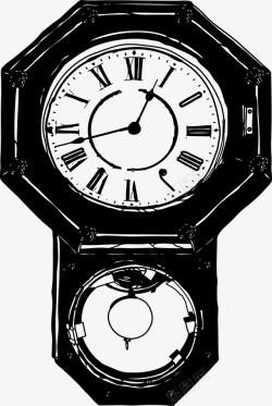 黑色创意手绘钟表素材