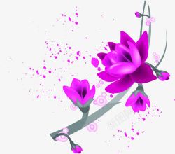 紫色花朵立绘图案合成素材