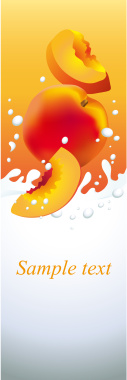 黄桃牛奶水果海报背景矢量图背景