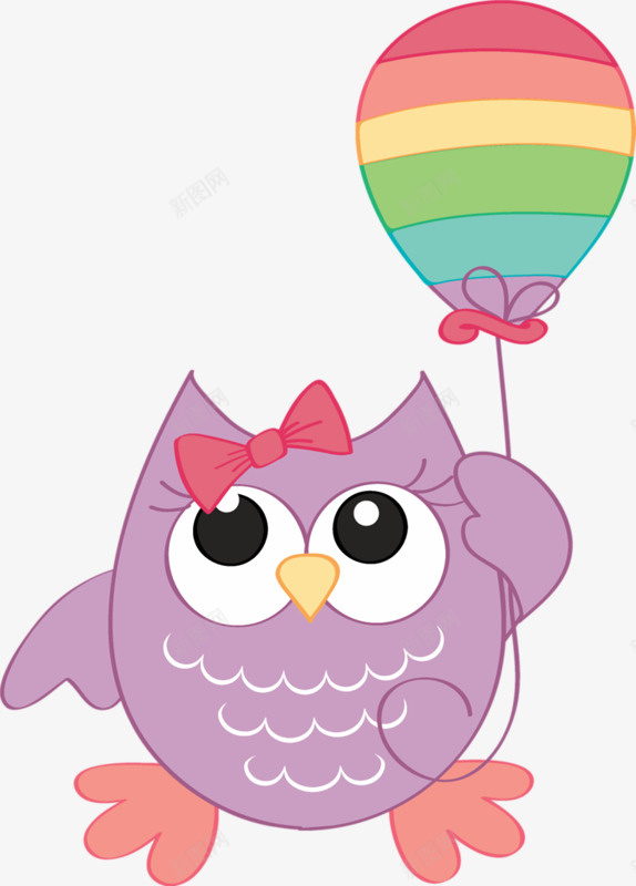 拿气球的猫头鹰png免抠素材_88icon https://88icon.com 可爱 手绘 气球 猫头鹰 紫色