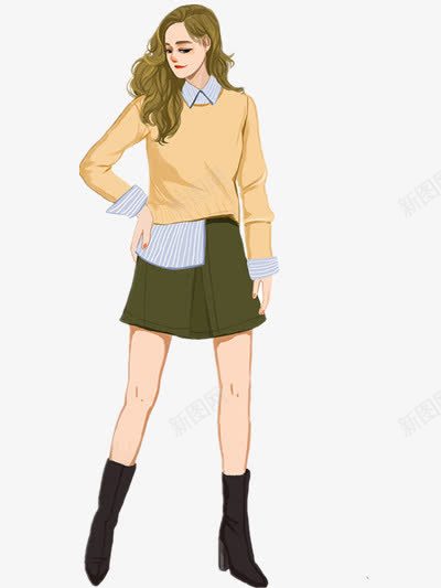 女孩插画png免抠素材_88icon https://88icon.com 手绘女孩 时装女孩 模特 气质女孩