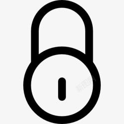 封闭锁锁圆形挂锁轮廓工具符号图标高清图片