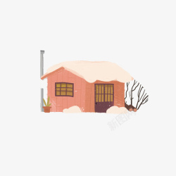 创意手绘粉色房子素材