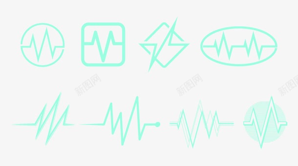 起伏的心电图心跳线图标图标