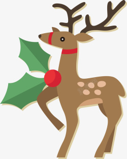 圣诞节可爱驯鹿标签矢量图素材