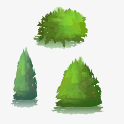 绿色圆形长形各式树木矢量图素材