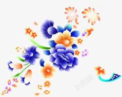 中秋节紫蓝色花朵素材