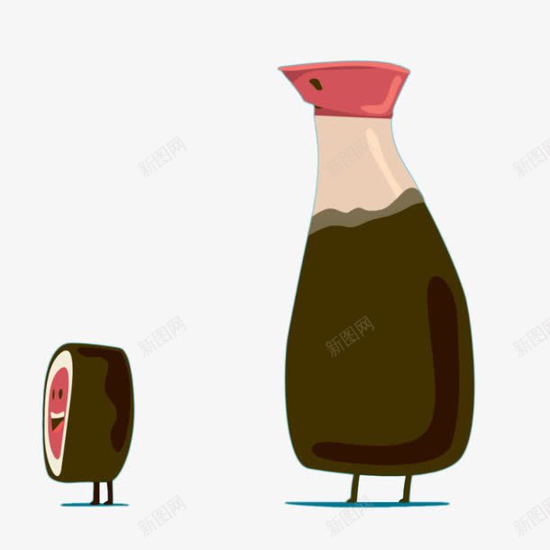 卡通寿司和酱油瓶png免抠素材_88icon https://88icon.com 卡通 寿司 手绘酱油瓶 追逐 酱油瓶 酱油瓶卡通