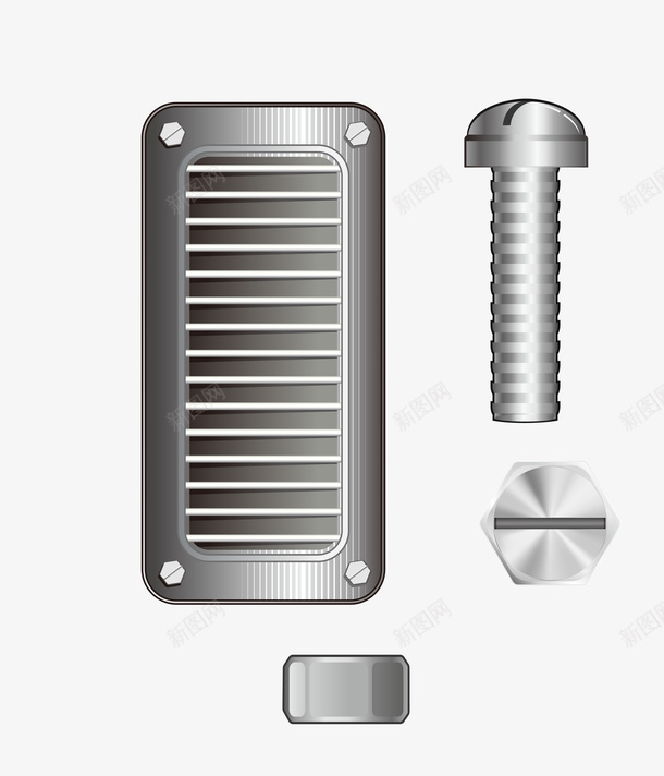 金属螺丝螺母矢量图eps免抠素材_88icon https://88icon.com 卡通素材 螺丝 螺丝螺帽 螺丝螺母 螺帽 矢量图