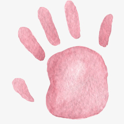 手绘水彩粉色手掌印素材