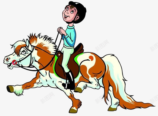 手绘卡通儿童得意的骑着马的png免抠素材_88icon https://88icon.com 动物 卡通手绘 得意的笑 戴帽子 牵马 男孩子 骑马