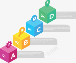 彩色立方体序列图表矢量图素材