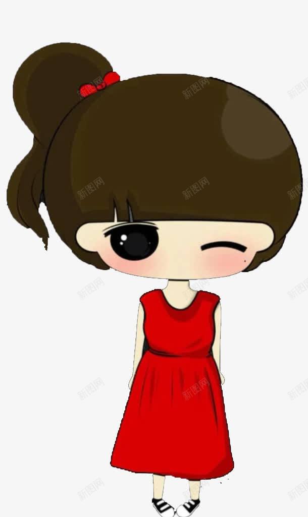 穿着红色无袖衣服的卡通小女孩png免抠素材_88icon https://88icon.com 卡通 可爱 小女孩 红色