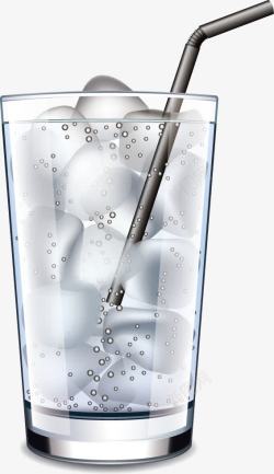 灰白色一杯冰水素材