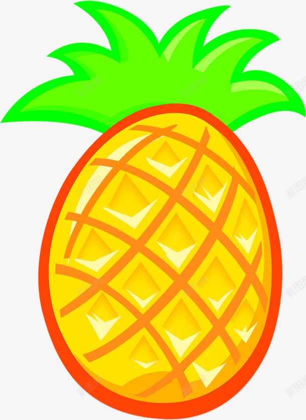 手绘清新黄色菠萝png免抠素材_88icon https://88icon.com 清新 菠萝 黄色