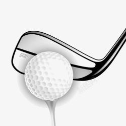 白色高尔夫球杆与球素材