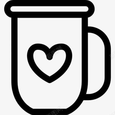 食品促销背景咖啡杯的心图标图标